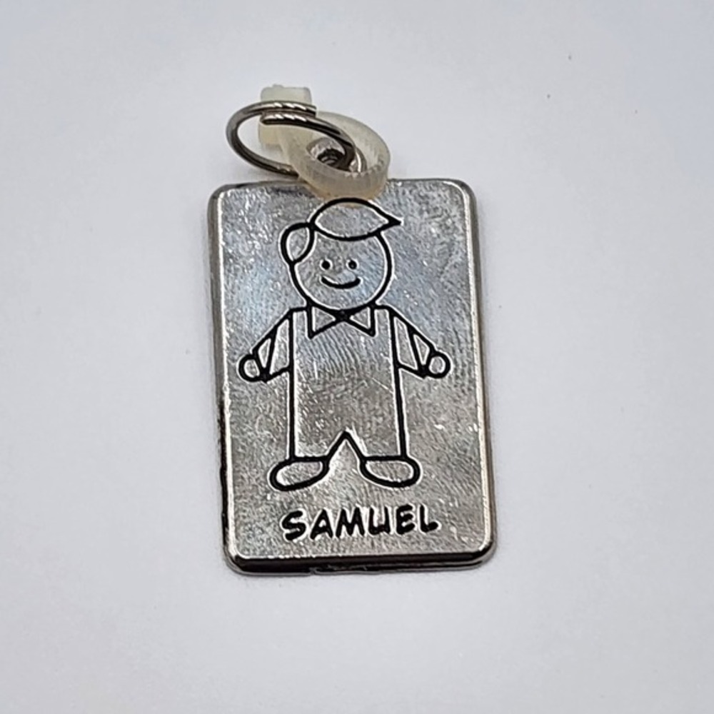 Gans Personalized Name Keychain Samuel  Silver Tone Keyring‎ Boy Overalls New